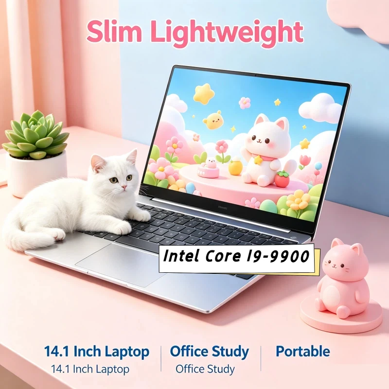 Office Study Computer PC Ultra Slim 32GB 2TB New 14.1 Laptop Intel Core I9-9900 Windows 11 Pro 1920*1080 HD