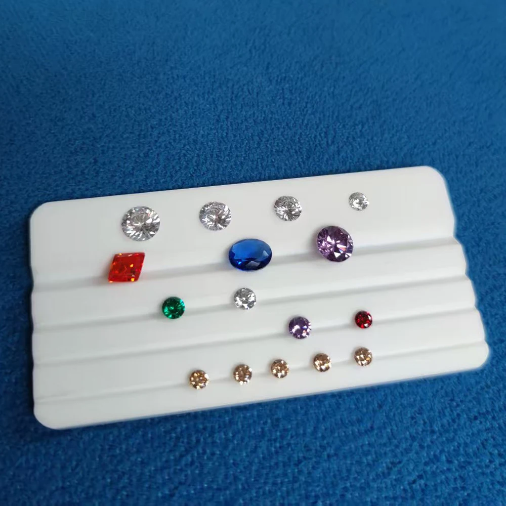

Professional Diamond Sorting Color Grade Tray Gemstone Size Guide Plate White Gemological Tool Grooved Diamond Display Tray