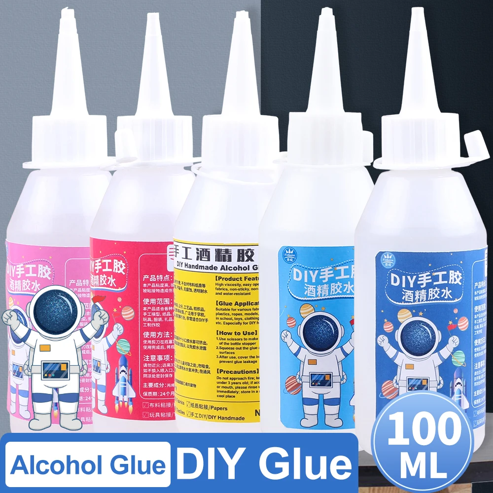 100ml Transparent Alcohol Glue Strong Epoxy Adhesive DIY Crafts Paper Rubber Plastic Wood Textile Quick Drying School Stationery