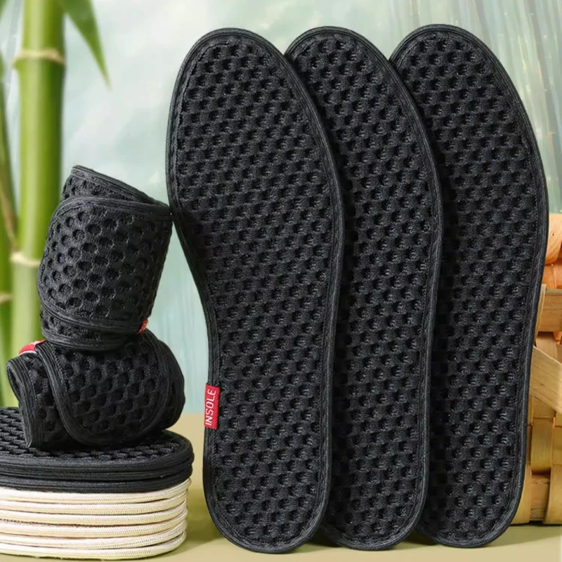 Bamboo Charcoal Deodorant Shoe Insoles Sweat Absorbing Odor Resistant Soft Cushion Liners for Men Women Daily Sports Walking