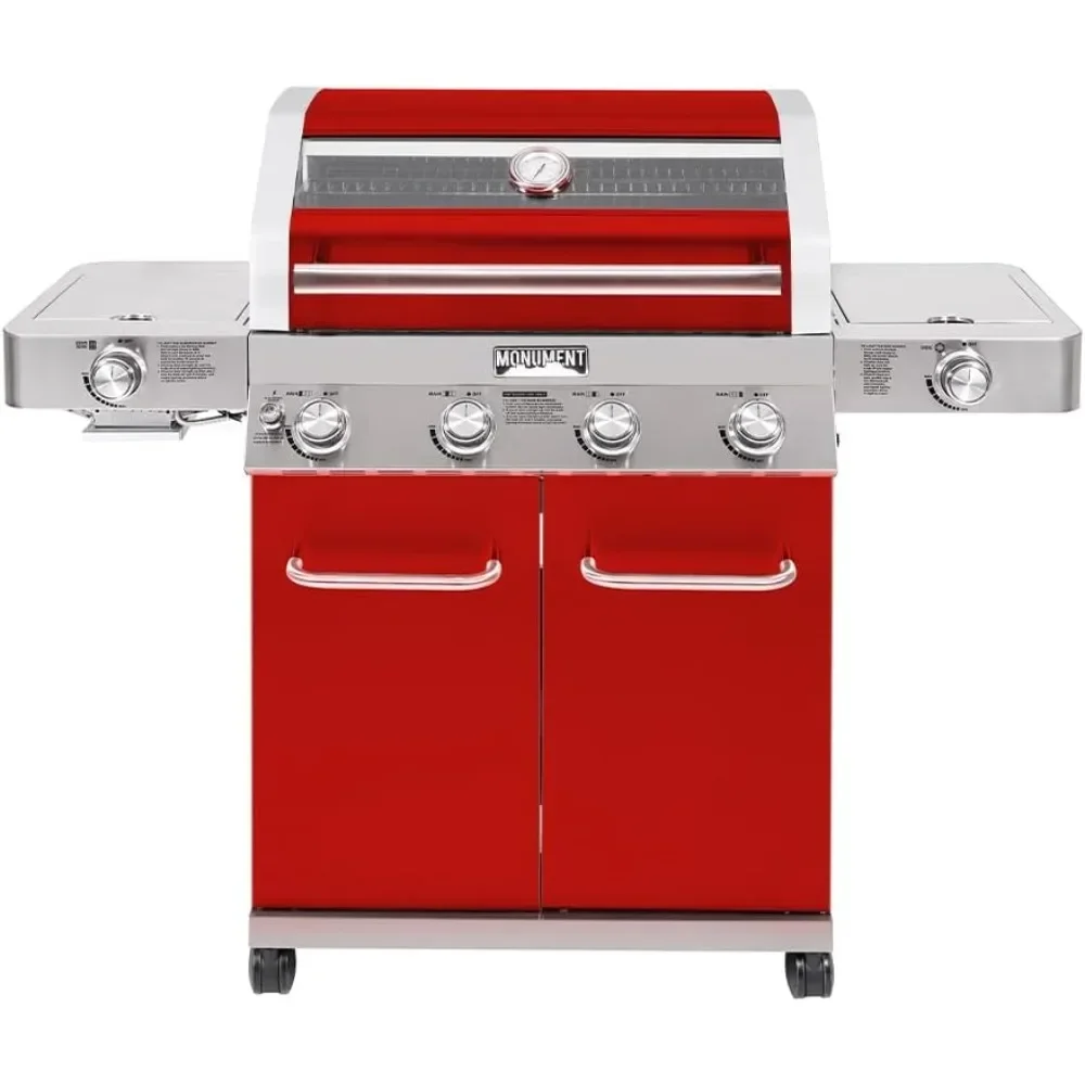 

XMSJ 4-Burner Propane Gas Grills Stainless Steel Cabinet Style , Built in Thermometer, and Side & Infrared Side Sear Burners