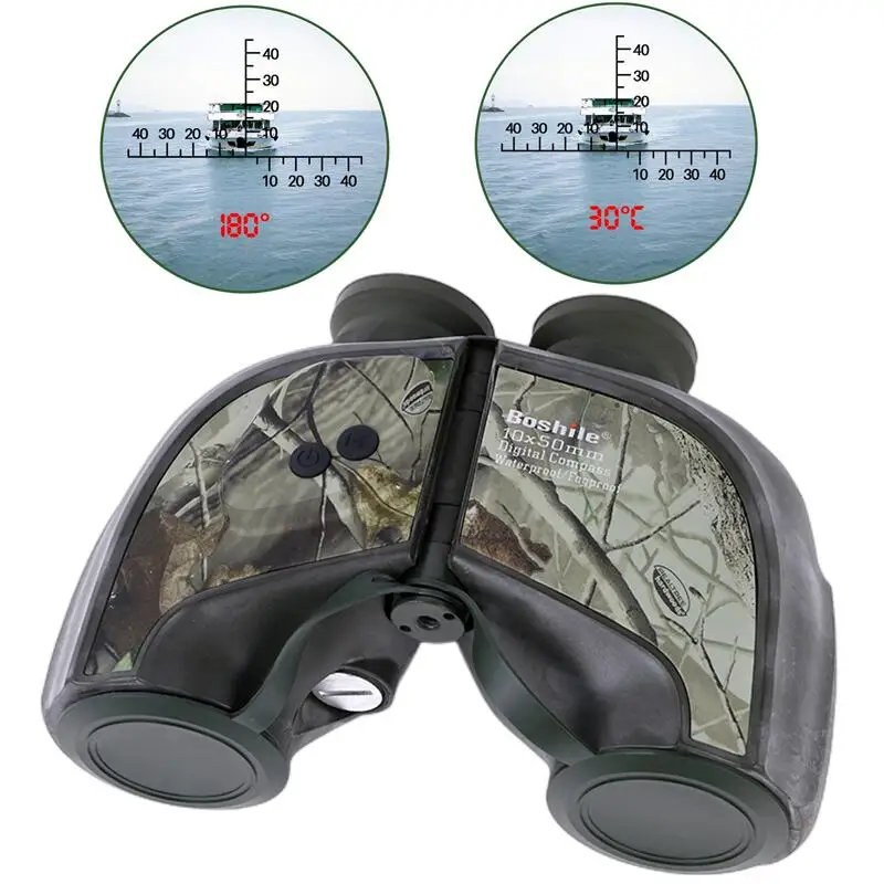 

Boshile Rangefinder Binoculars Digital Compass Temperature Porro 10x50 LCD Display Big Ocular Waterproof Frogproof for Hunting