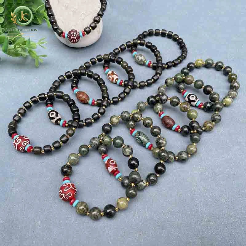 Wholesale Yowang Stone Three-Eyed Dzi Agate Bracelet, Vintage Style Women's Bracelet, Wholesale Jade for Sales, Street Vendor Su