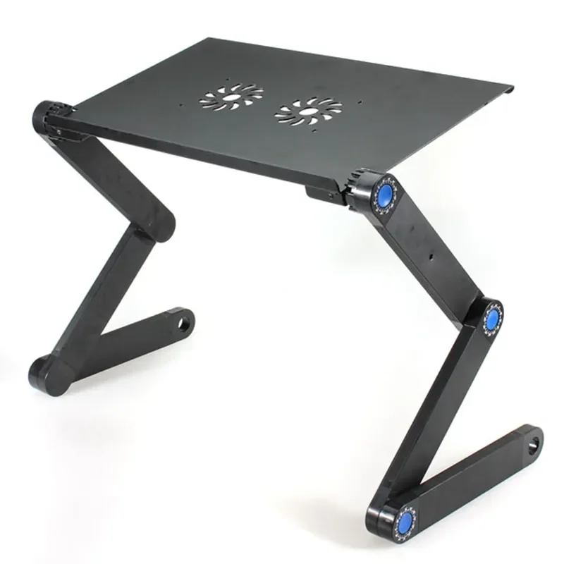 Imagem -04 - Dobrável e Ajustável Laptop Desk Stand Suporte de Mesa Durável Alumínio Bandeja com Refrigeração Dual Fan Mouse Pad Grau