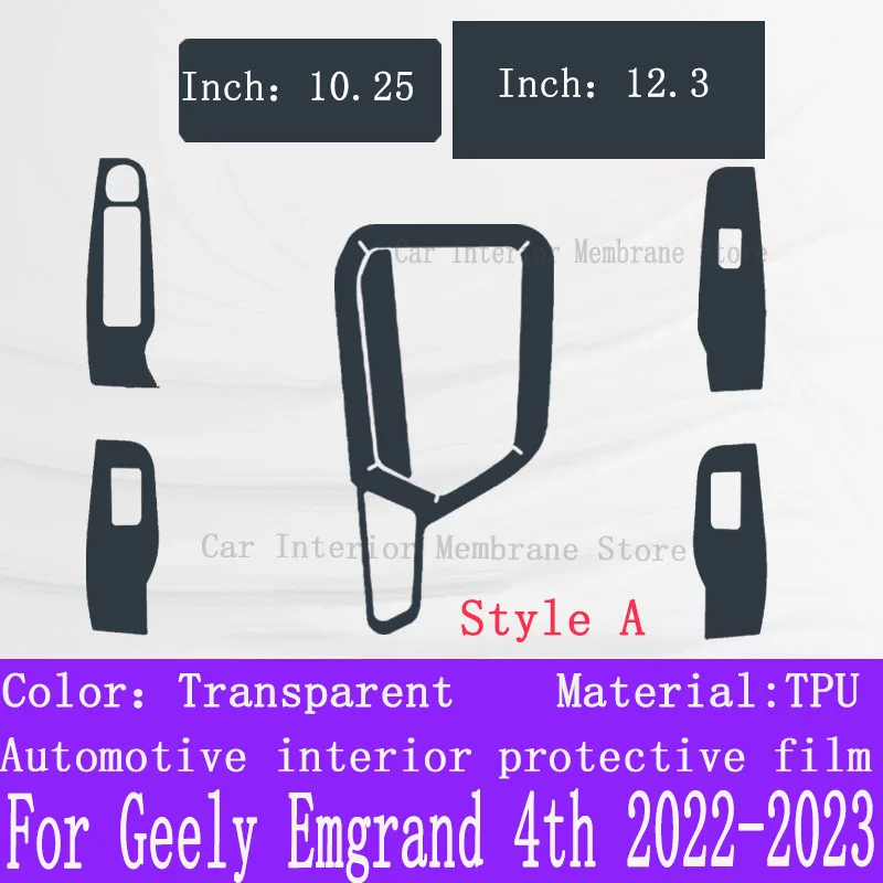 For Geely Emgrand 4th 2022-2023 Gearbox Panel Navigation Screen Automotive Interior TPU Protective Film Cover Anti-Scratch