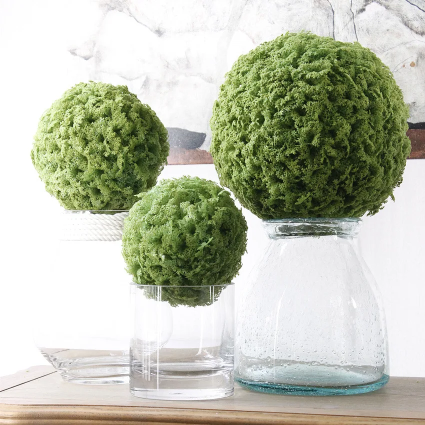 1 PCS Artificial Plastic Green Moss Covered Foam Ball Plant Home Decor Garden Decoration Gift F1116