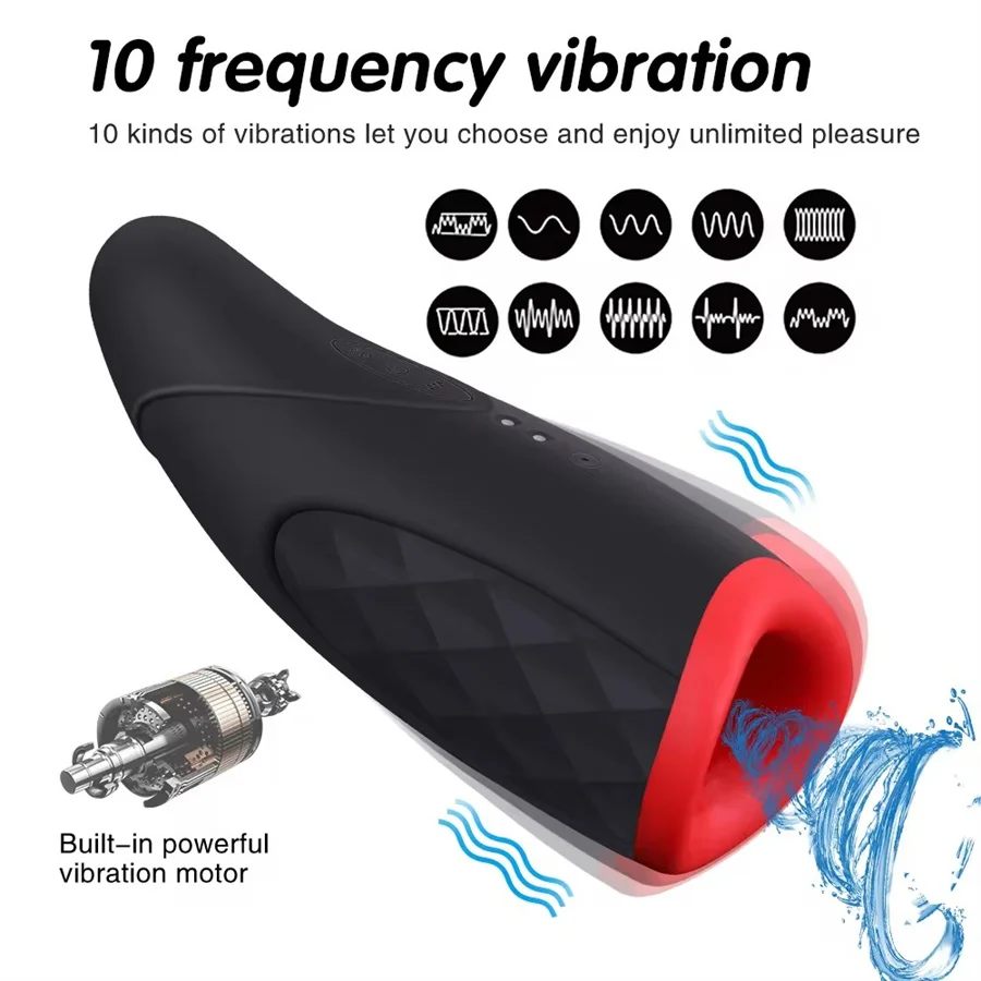 เครื่องทําความร้อนอัตโนมัติ Masturbator คัพ Vibrator ช่องปากเพศ Deep Throat สําเร็จความใคร่อวัยวะเพศชาย DELAY TRAINER อมควยเพศของเล่นสําหรับผู้ชาย