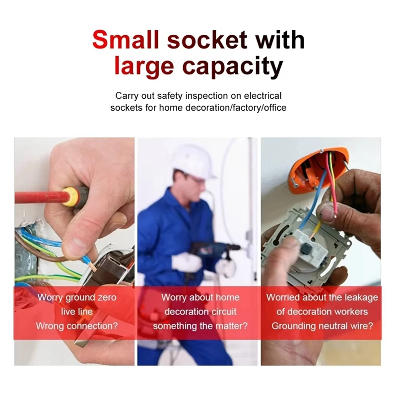 Digital Display Buzzing Socket Tester Voltage RCD Test Smart Detector Zero Line Polarity Phase Check-AT64