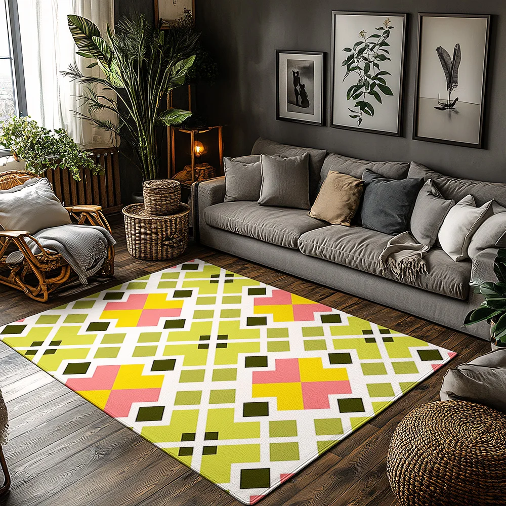 

Cozy Shag Rug Non Slip Indoor Outdoor Area Rugs Modern Geometric Carpet Living Room Bedroom Floor Mats Home Decor Gift