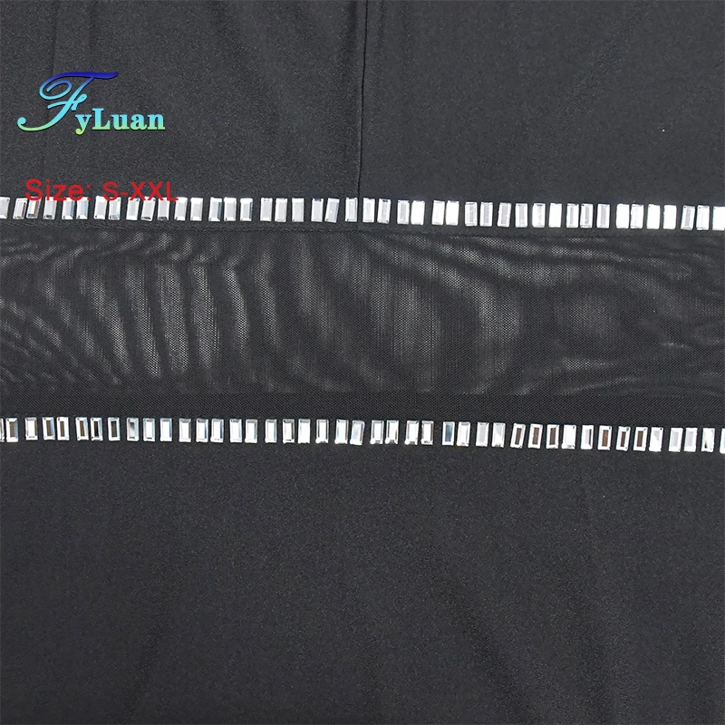 Mode Neue Cut Out Taille Langarm Frauen Lange Kleid Sheer Mesh Temperament O Neck Meerjungfrau Strass Perlen String Prom Kleider