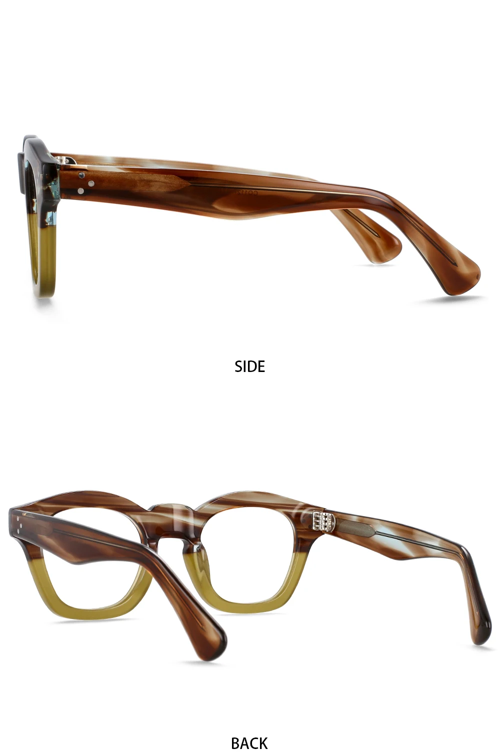 55352 Optische Brillengestelle für Herren und Damen, Vintage-Brille, Computer-Acetat-Brillengestell für Herren, klare Linse – Detail 11