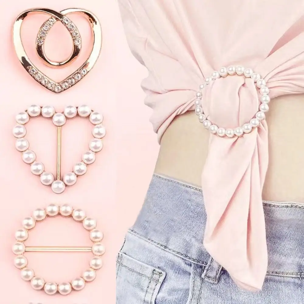 Creative Pearl Silk Scarf Buckle Simple Fixed Clip Clothes Knotted Buckle Clothes Hem Multi-Purpose