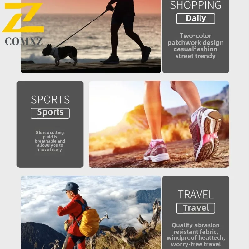 Outdoor Sports Jacket Men's high quality Fashion Badge Zipper Pocket Waterproof Windbreaker Autumn New Casual Loose Hooded Coat