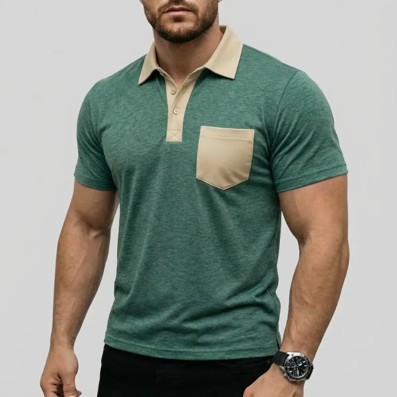 

Men Polo Shirts European and American Summer Casual New Lapel T-shirt POLO Shirt Men's Short-sleeved Tops Tees