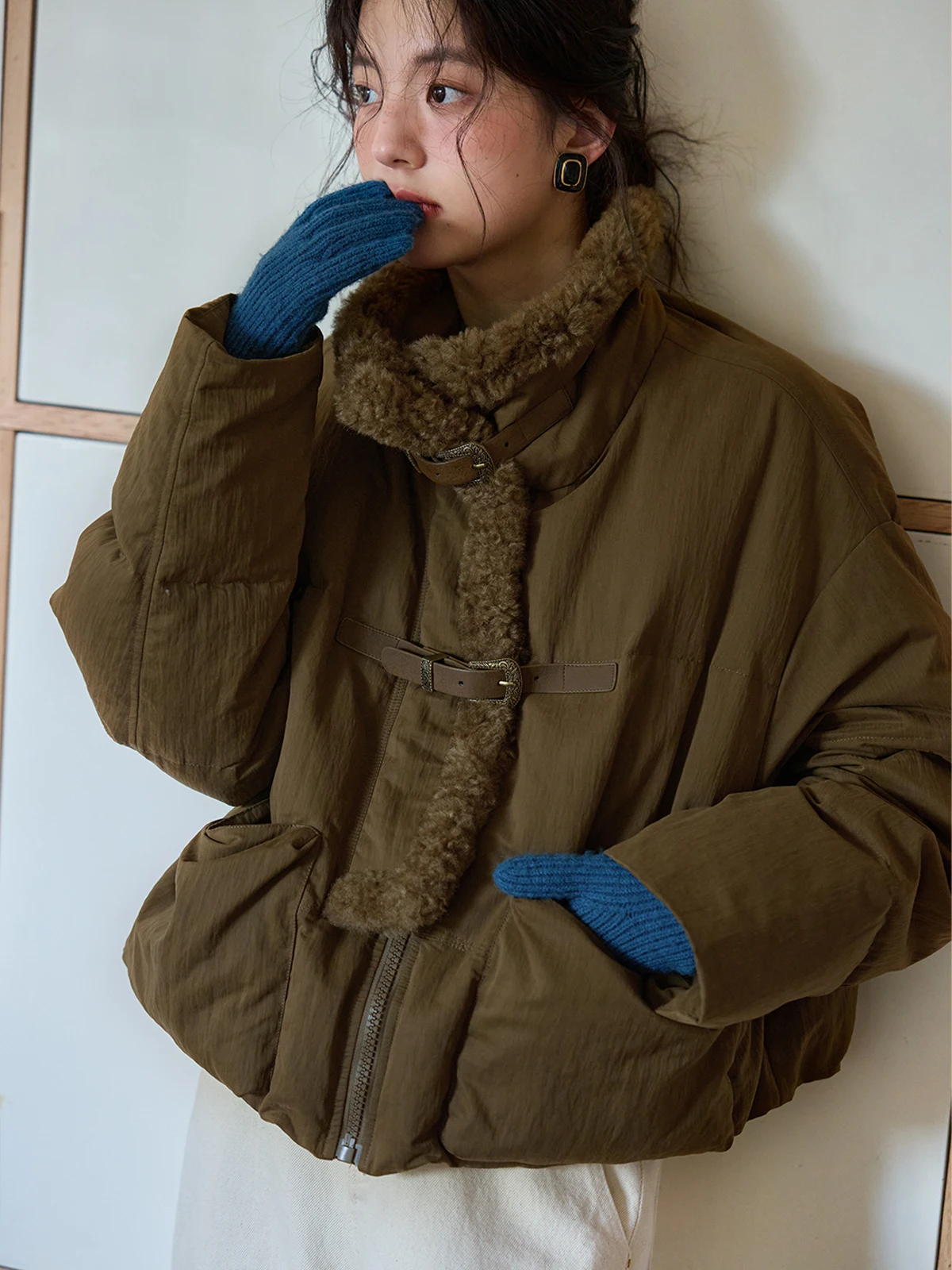 

Solighter Retro ort Collar Fur Collar down Jaet Women Winter New Sle Small Size Outerwear Warm Regular Sve Long Coat