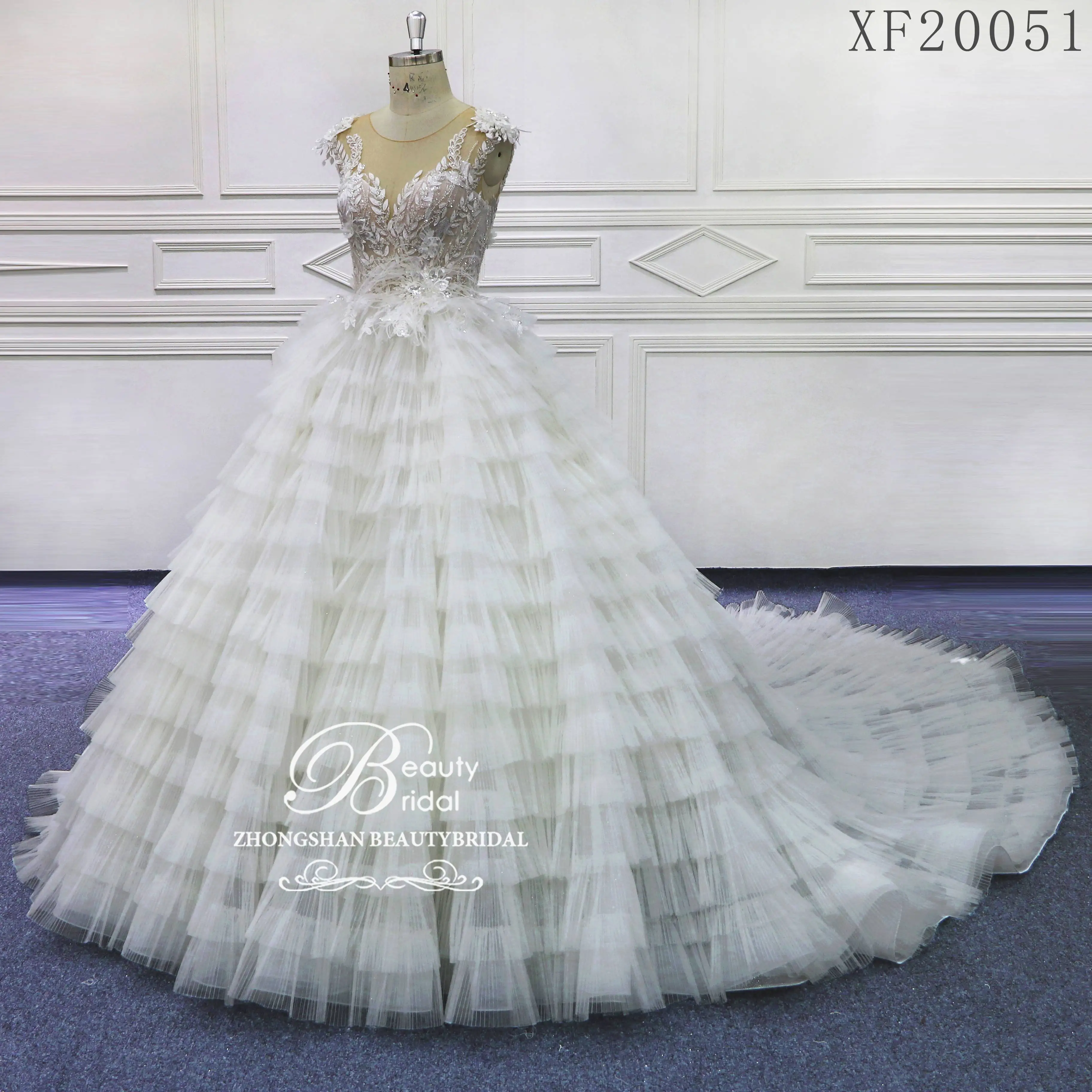 

Beautybridal 100% Real Photos Luxury Wedding Dresses Royal Train Lace Appliques A-Line One Shoulder Wedding Dress XF16028