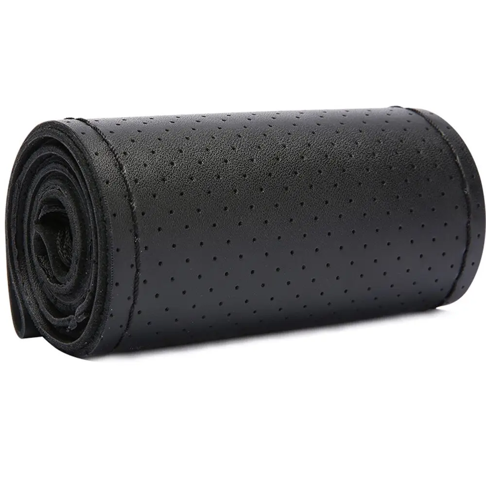 Genuine Leather Car Steering Wheel Cover 38cm Cowhide Braid Auto Steering Wheel Cover With Needles Thread Anti slip