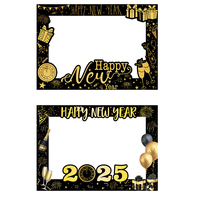 2025 Glitter New Years Photo Booth Frame Happy New Year Decorations  Photo Booth Props for New Years Eve Party Supplies