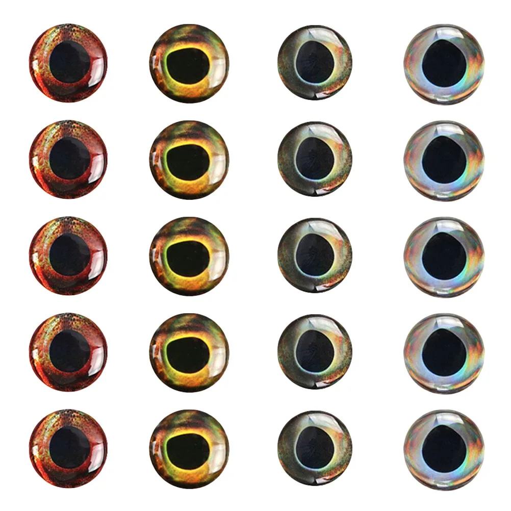 

20 Pcs 4D Fishing Lure Eyes Simulated Artificial Holographic Baitfish DIY Fly Tying Materials Lifelike Durable Adhesive Back