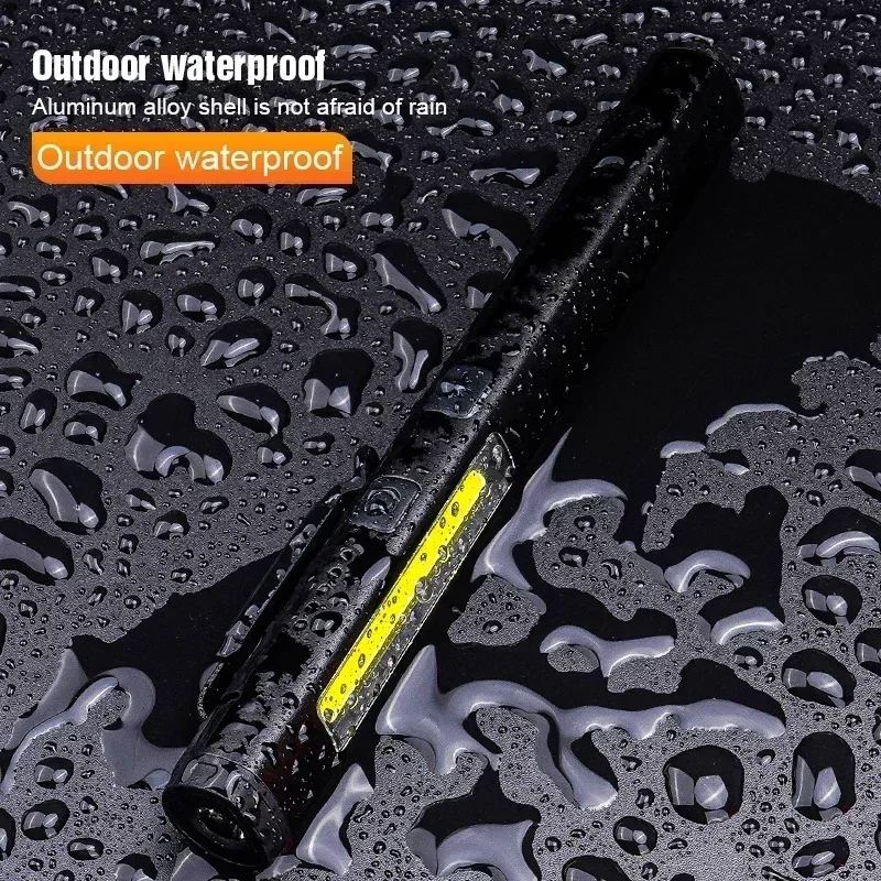 Heinast Self-defense Flash Flashlight With Magnet TYPE-C Rechargeable Torch Light 365nm UV Portable Pen Clip Patrol Inspection