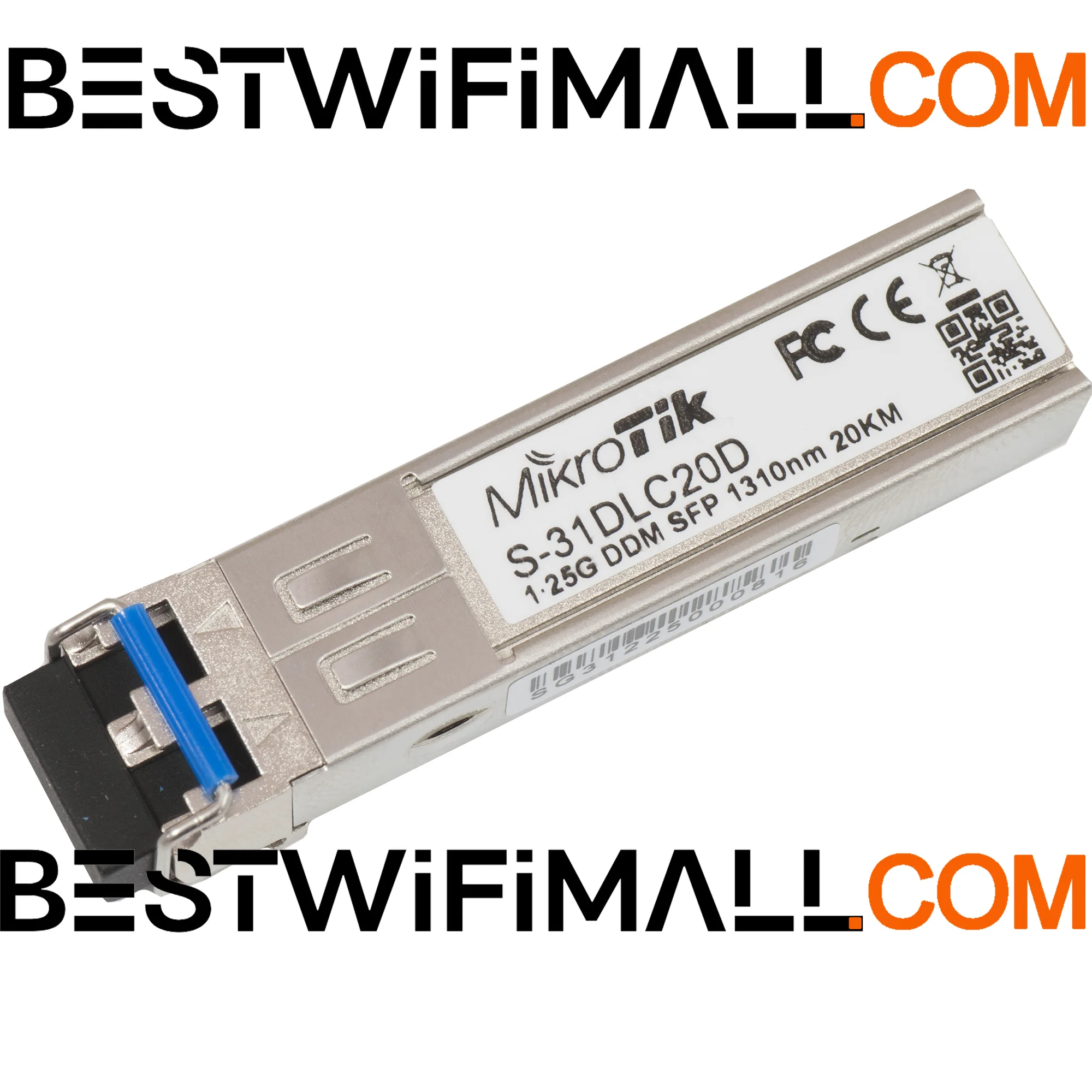 

MikroTik S-31DLC20D, SFP 1.25G Module 20 KM Single Mode 1310nm Dual LC Connector, 20 KM Single Mode Fiber Connections 1 PCS