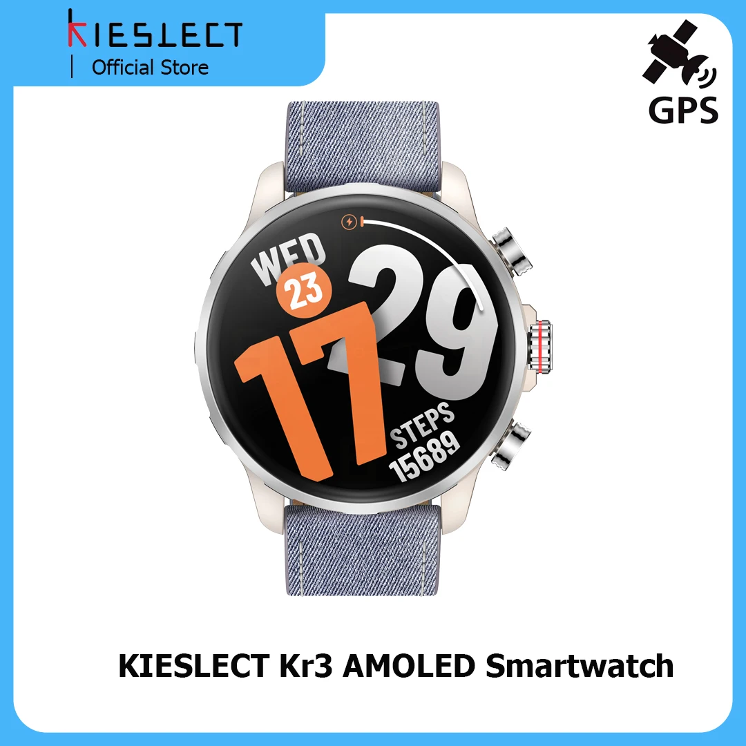 ساعة Kieslect GPS 5ATM مقاس 1.5 بوصة AMOLED Kr 3 الذكية، شاشة صحة 24 ساعة، 178+ أوضاع رياضية، ساعة ذكية بلوتوث للرجال والنساء