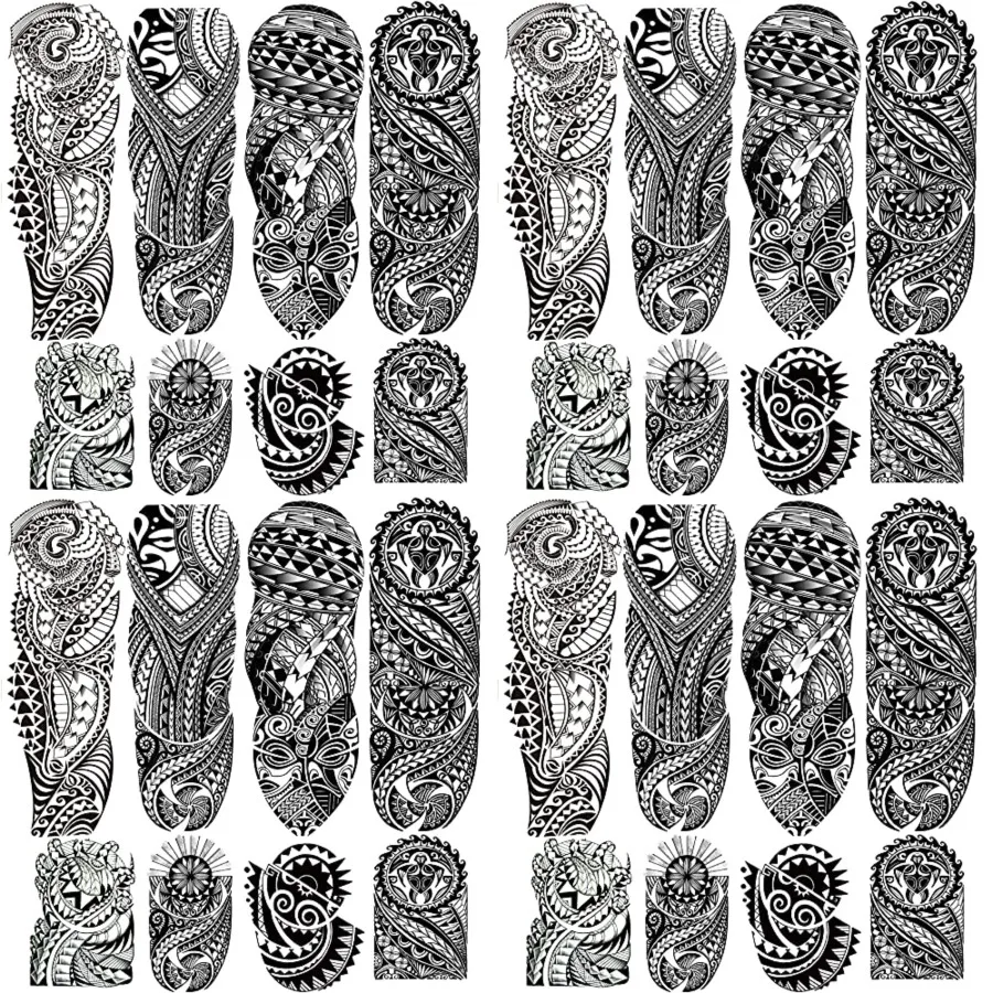 

Tribal Totem Temporary Tattoo Stickers 4-Sheet Large Full Arm Tribal Totem Sleeve Tattoos and 4-Sheet Fake Half Arm Maori Tattoos