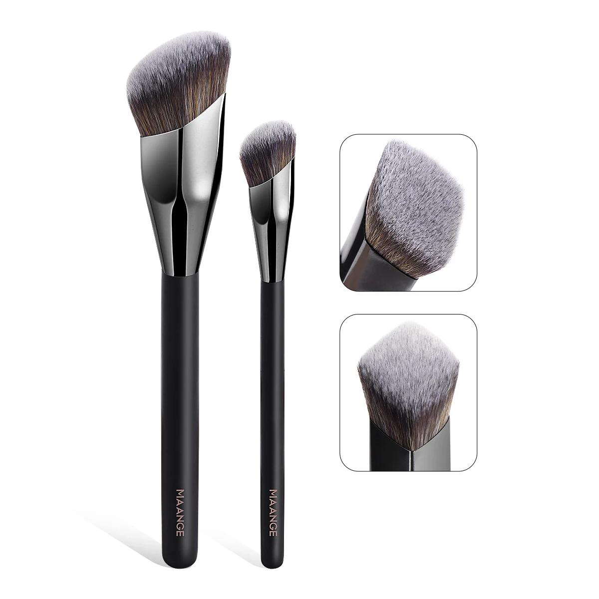 MAANGE 2pcs Makeup Brushes Set Foundation Brush Powder Highligh Concealing Brush Dense Bristle Beginner-friend Travel Gift