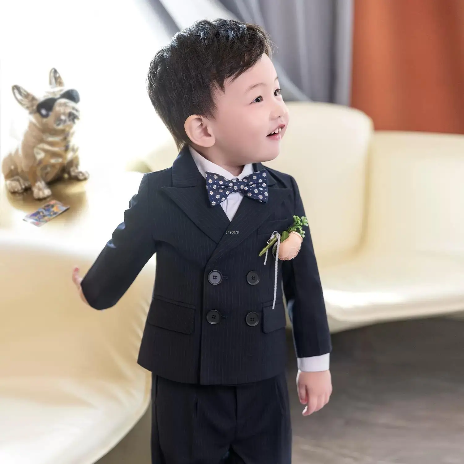 Kids 1 Year Black Birthday Dress Baby Boys New Year Photograph Suit Children Wedding Performance  Piano Party Blazer Tuxedo Wear