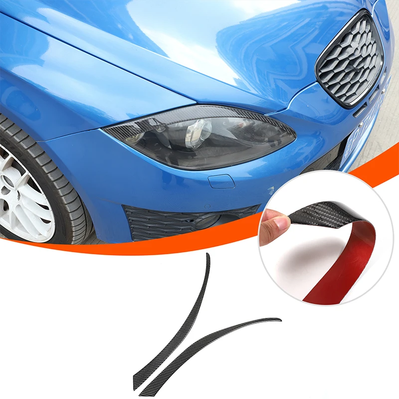 For 2008-2012 Seat Leon headlight eyebrow stickers, real carbon fiber (soft) 2-piece set, car headlight modification accessories