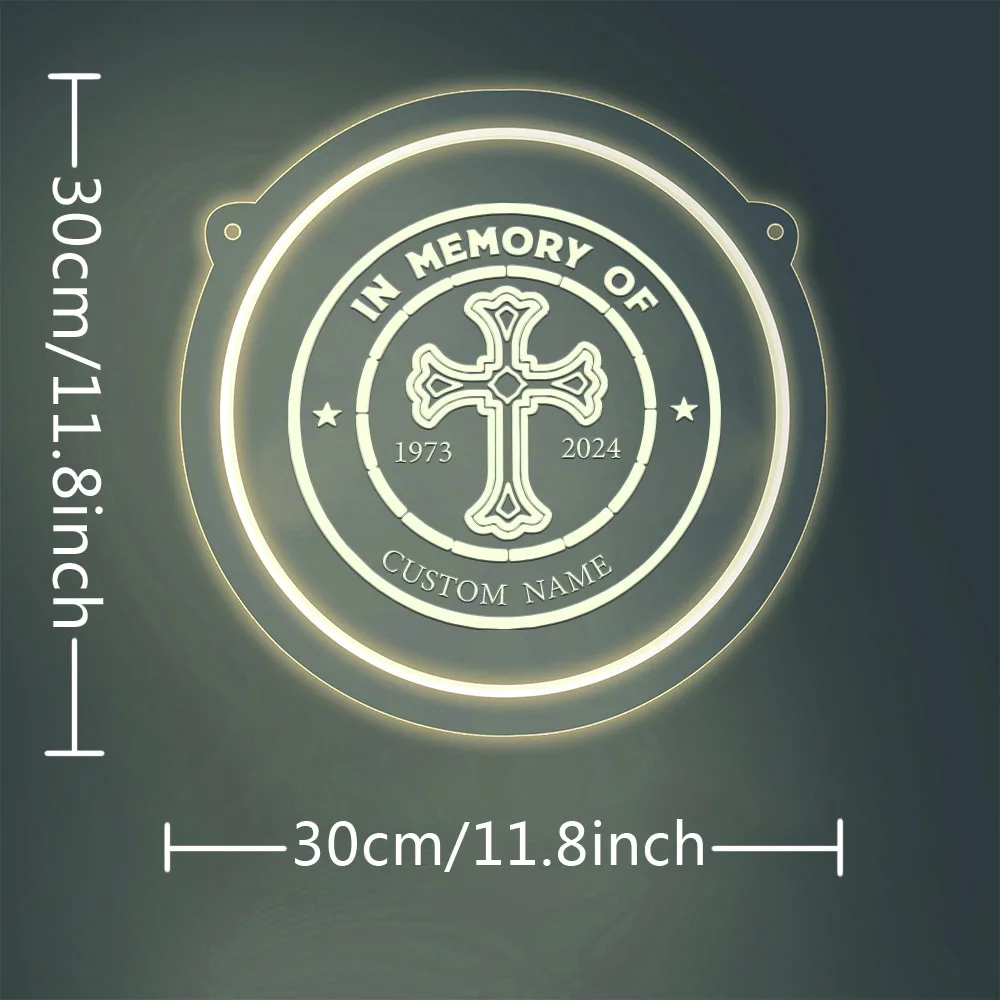 Crucifijo de forma redonda, texto personalizado, alimentación USB, letrero Led de neón, lámpara acrílica para decoración del hogar, regalos geniales para colgar en la pared, 1 ud.