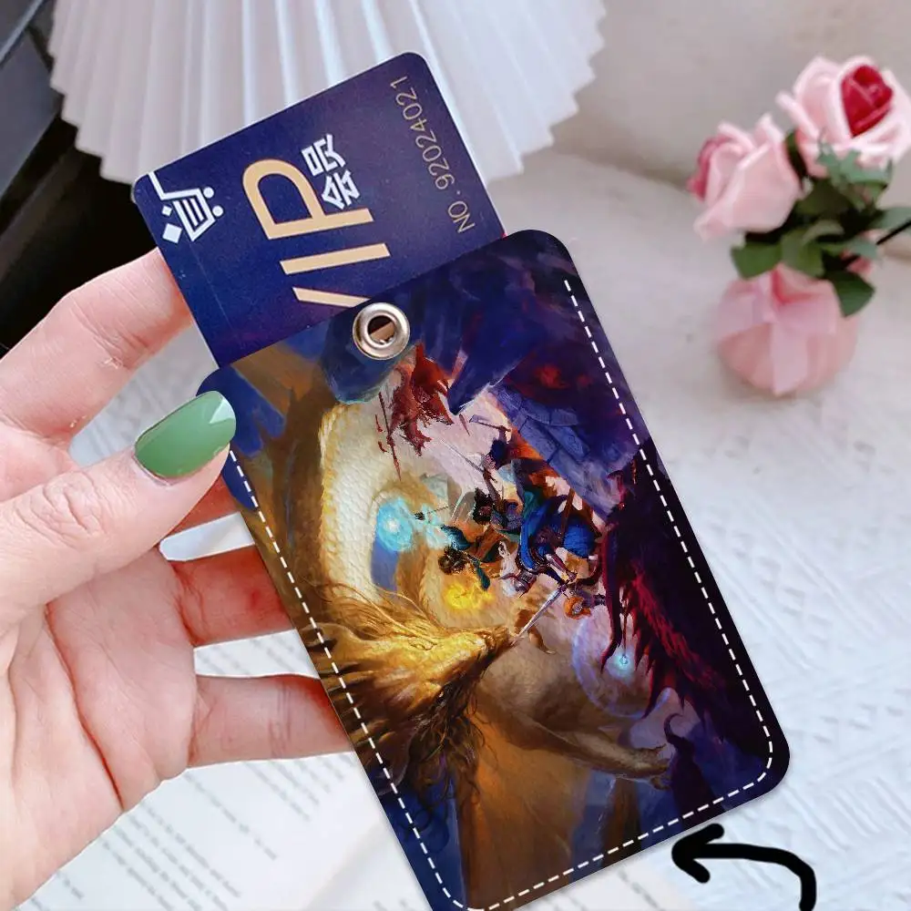 D-Dungeons Geme D-Dragons Style PU Access Card Holder With Keychain - Executive Protection For Bank Card,Subway, Bus Card Case