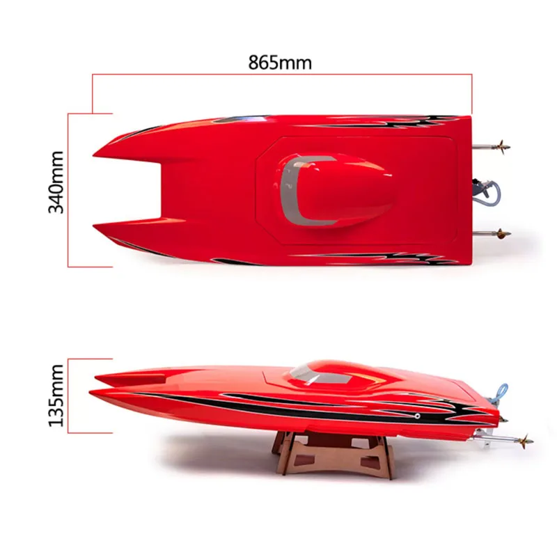 RC Catamaran 유리 섬유 혼합 리모컨 전기 스피드 보트 모델, 고양이 보트 레이싱 보트 장난감 선물, 완제품 보트 모델