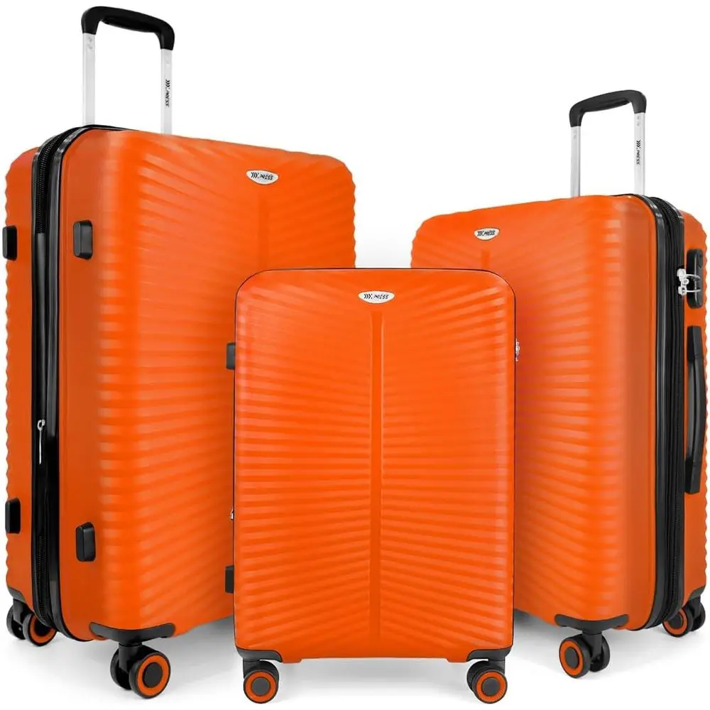 

3-Piece Luggage Set: 20/24/28 with TSA Lock, Large Spinner Suitcase, Unisex Travel Luggage, Orange