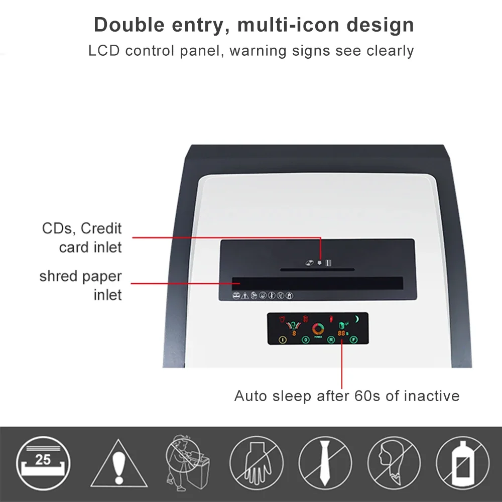 130L Heavy  Mobile Paper Shredder P4 Cross Cut 40 Sheets Credit Cards CD Document Destroyer Device for Office Commercial Use