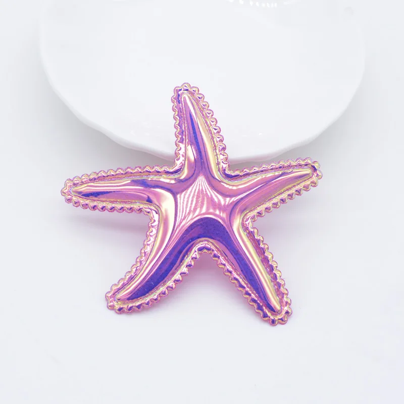 12Pcs 58*50mm Glitter PU Starfish Applique for DIY Cake Topper & Baby Craft Clothes Headwear BB Clip Accessory Decor Patches