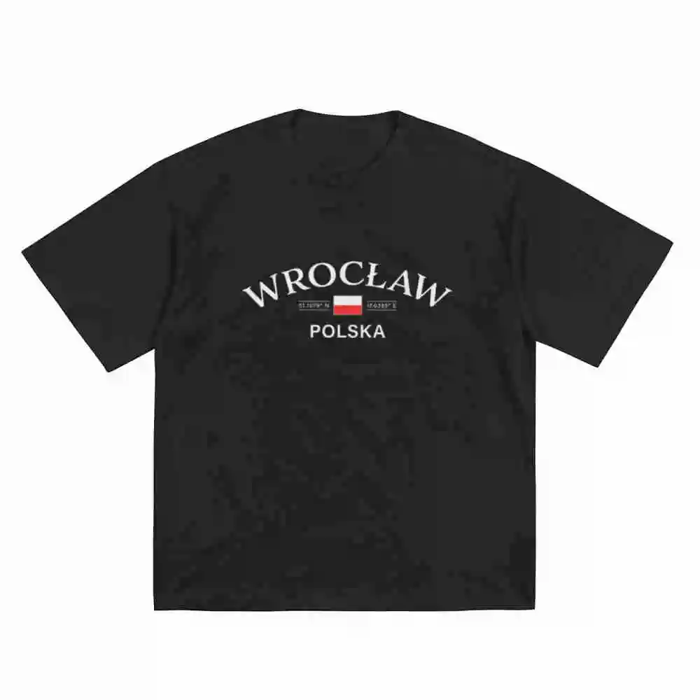 Polish Coordinates Wroclaw Polska Poland Short Sleeve Tee 100% Cotton T-Shirt
