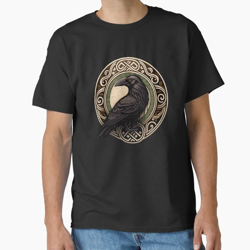 

Huginn and Muninn Odin's Ravens Norse Mythology Gift T shirt for man Large size Tops Viking God Graphic tee Printed mens Clothes