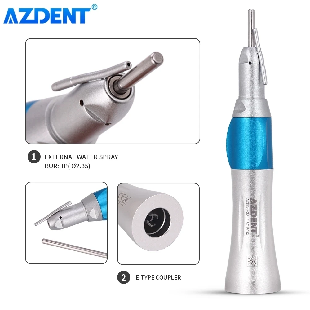 

AZDENT Dental Surgical Straight Handpiece 1:1 Nose Cone With External Pipe Dentistry Clinics Lab Tool