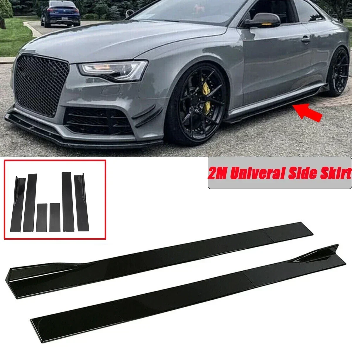 Side Skirt Universal For AUDI A3 A4 A5 A6 A7 A7 A8 Q5 Q7 RS5 RS6 RS7 S3 S4 Extension Splitters Apron Lip Splitter Winglet