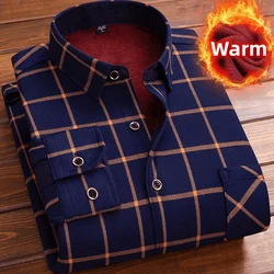 Camisa a cuadros de manga larga para hombre, camisa gruesa y cálida, informal, de alta calidad, suave, talla grande, L-4XL, nueva moda, Otoño e Invierno