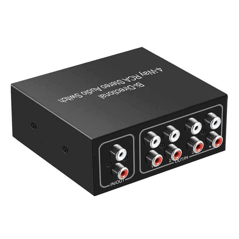 1 PCS 4 Ports Bi-Directional RCA Audio Switcher Box Audio Rotary Switch Black Metal For TV Game Console Headphone