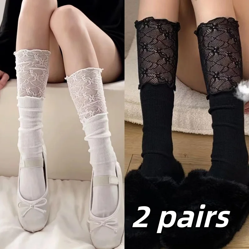 1/2 Paar Socken für Damenkalbträger, modische Stiefel im Ballett-Retro-Stil, kombiniert mit weichen und bequemen Freizeitsocken.