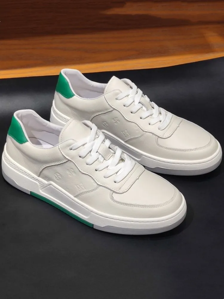 Mens Genuine Leather Sport Shoes Flat Platform Shoes Round Toe Fitness Running Trainers Male Breathable Spring Autmn Sneakers image 2
