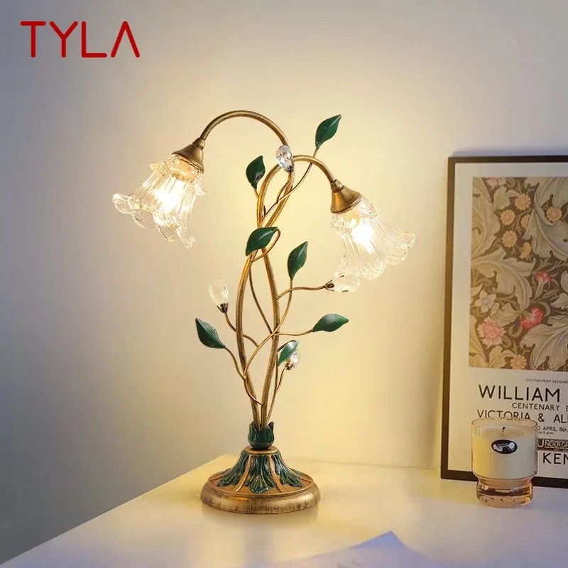 TYLA-Candeeiro de Mesa LED Contemporâneo, Pastoral Francesa, Flor Criativa, Sala de Estar, Quarto e Estudo, Decoração do Lar, Candeeiro de Mesa