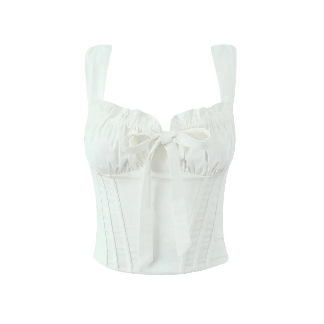 

Women Ruffle Tie Up Camis Corset Crop Top