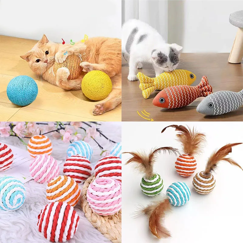 Katzenspielzeug, Fisch/Ball, Haustiertraining, Unterhaltung, schallbeständig, Bissreinigung, Zahnschleifen, Interaktion, Kratzball für Katzen, Spielzeug
