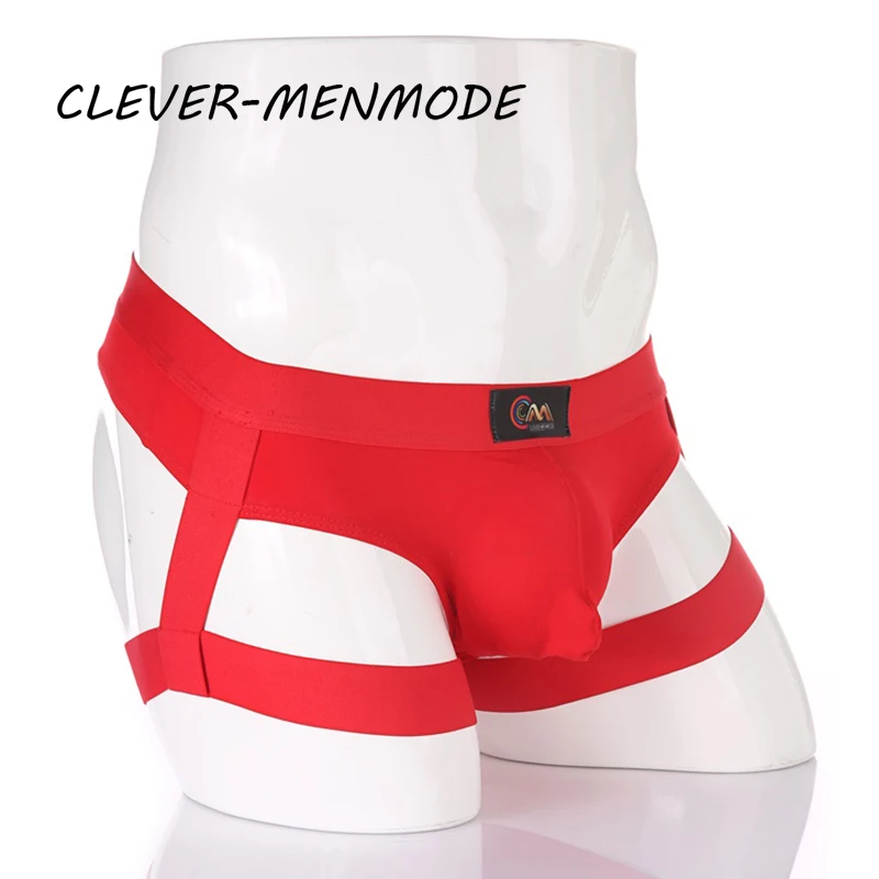 Men Low Waist  Elastic Harness Belts with Jockstrap Thongs Underpants U Convex Sexy Lingerie T-Back Underwear Panties