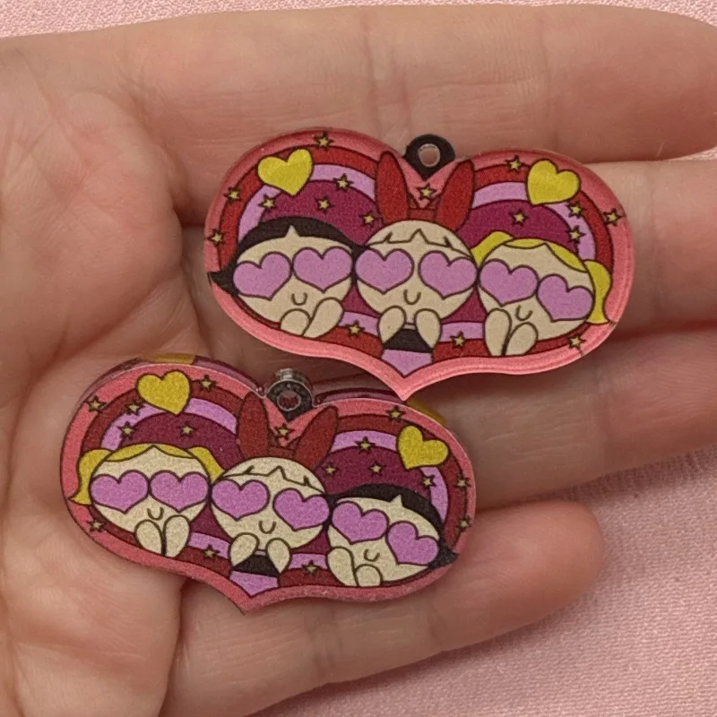 10 Stück Acryl-Anhänger mit Liebes-Cartoon-Mädchen-Motiv, DIY-Schmuckherstellung, Ohrringe, Schlüsselanhänger-Zubehör