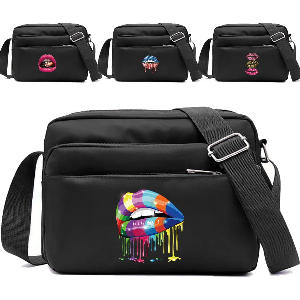 

New Large Capacity Crossbody Bag Mouth Series Portable Campus Commute Shoulder Bag Multilayer Zipper Storage Shopping Bag Unisex